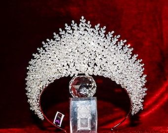 Swarovski Zircon Bridal Crown | Fairy Wedding Tiara | Crystal Bridal Headpiece | Elegant Wedding Hair Accessory | Sparkling Bridal Tiara