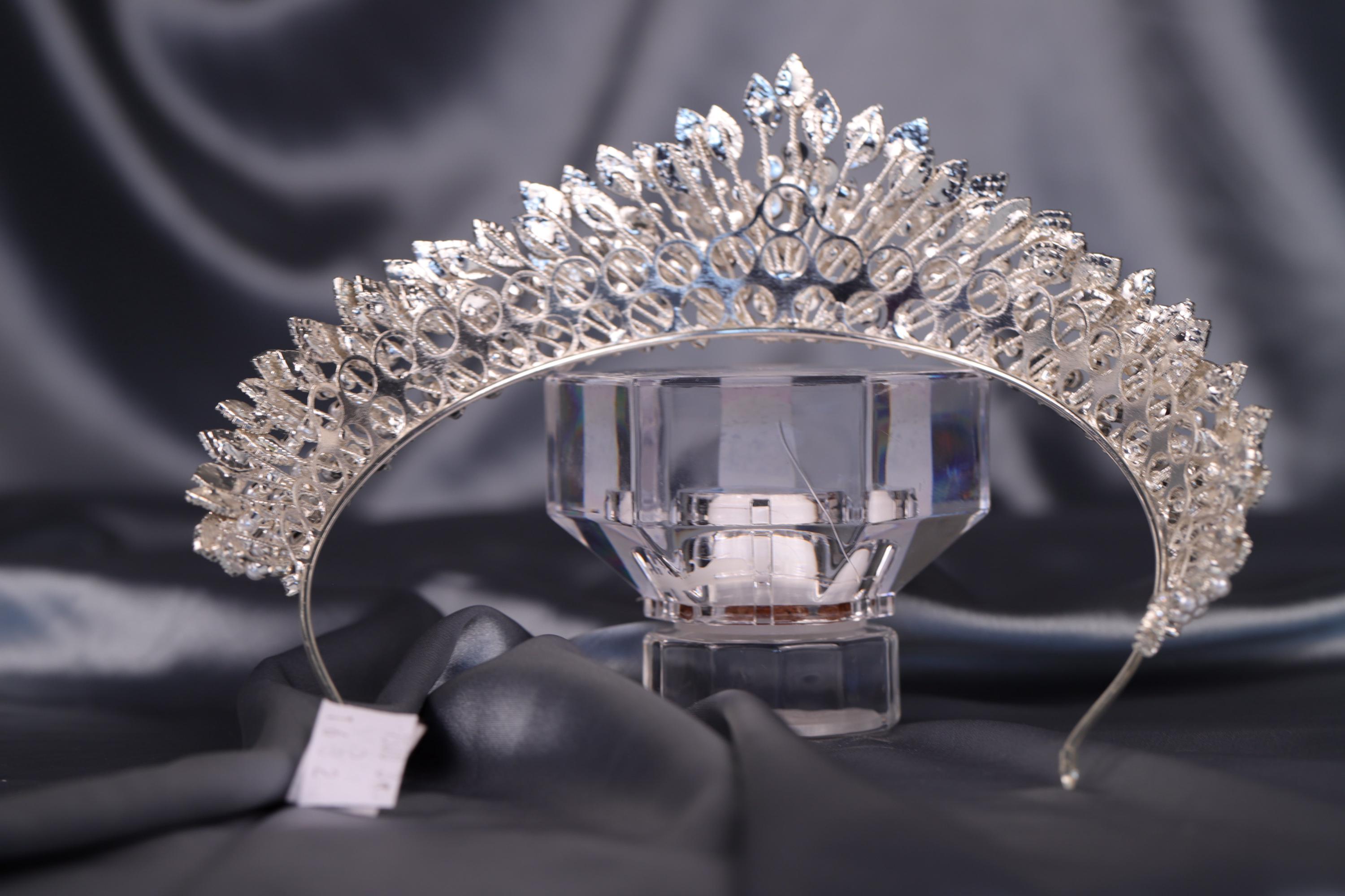 Custom sterling silver, Swarovski crystal, genuine pearl tiara- custom made VICTORIA Swarovski Crystal Bridal Tiara | EDEN LUXE BRIDAL main image 3