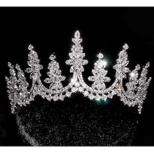 Luxury Wedding Crown | Royal Crystal Bridal Tiara  | Elegant Swarovski Bride Hairpiece | Queen Silver Tiara | Victorian Bridal Crown