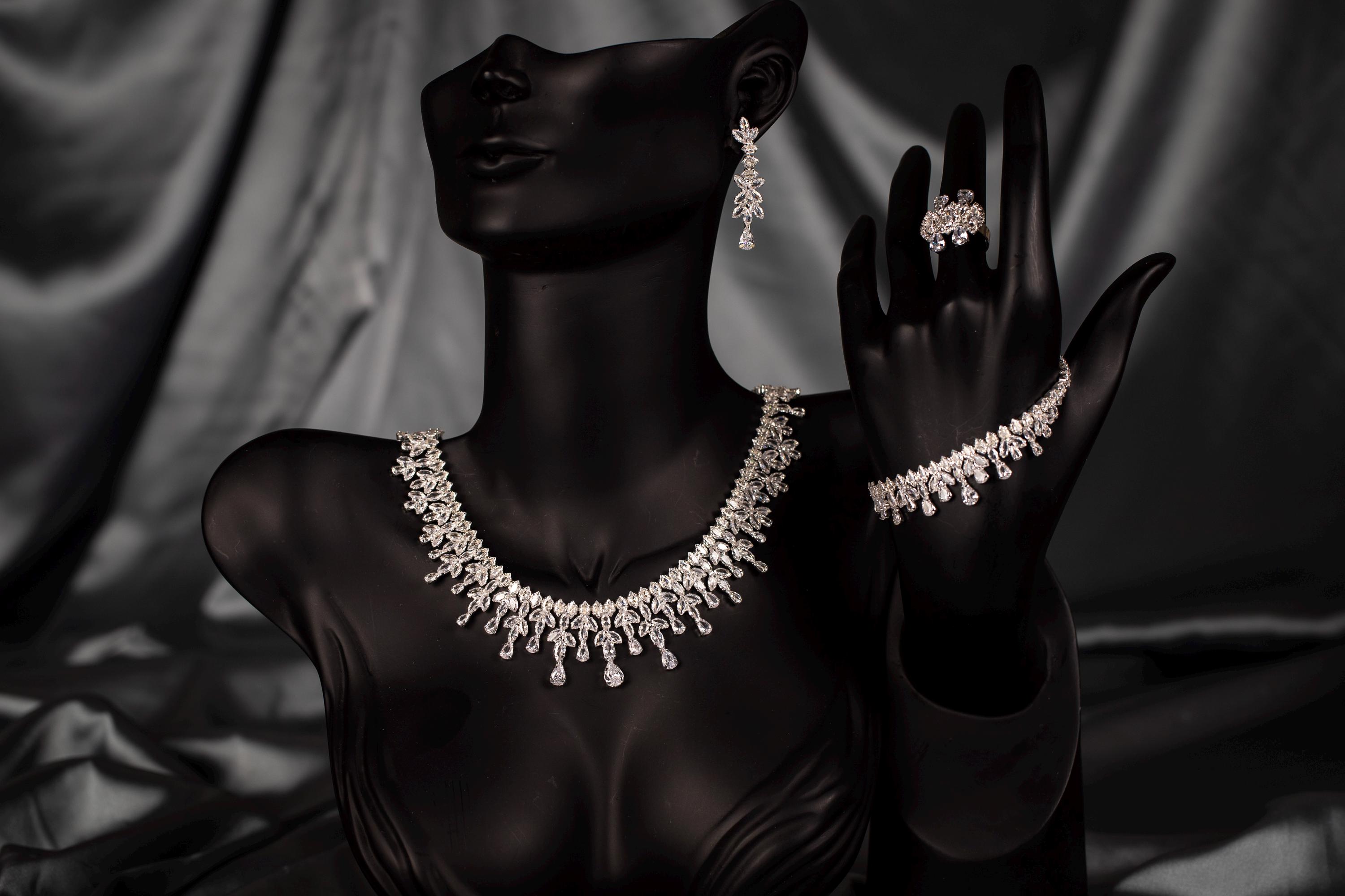 Conjunto de joyería nupcial de lujo con cristales Swarovski