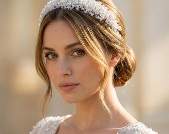 Copricapo da sposa con perle e cristalli - Copricapo da sposa con perline fatte a mano / Accessori per capelli da sposa, Vite per capelli con perle - Spedizione gratuita negli Stati Uniti, dazi doganali pagati