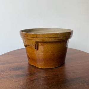Vintage English Stoneware Pot | Brown Glazed Fireproof Crock | Fsrmhouse Rustic Kitchen Utensil Pot or Plant Pot