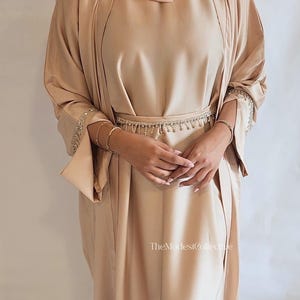 Abaya 4 pieces Set, Crystals Embellished Abaya Set Made in Dubai, Fancy Abaya, Ramadan Abaya for woman, Eid Abaya, Dressy Abaya, Dubai Abaya