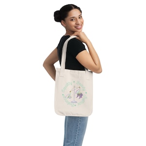 Libra Zodiac Floral Tote Bag | Organic Cotton Astrology Tote | Eco-Friendly Libra Gift