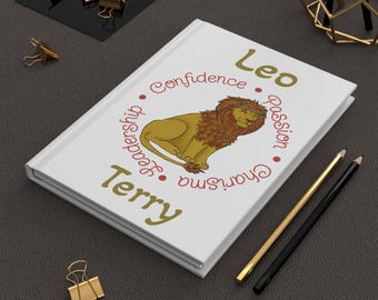 Leo Zodiac Hardcover Journal | Personalized Astrology Notebook | Celestial Musings Gift