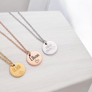 Engraved 14k Gold Filled Circle Necklace - Personalized Mom Gift