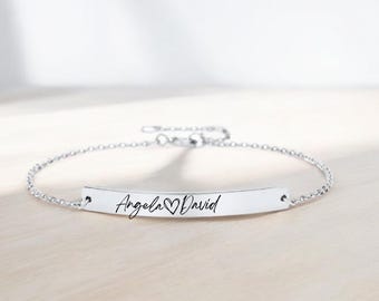 Personalisiertes 14K Gold Filled Bar Armband: Namensarmband für Paare