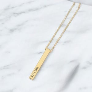 Personalized 14k Gold Filled Bar Necklace: Engraved Name Necklace