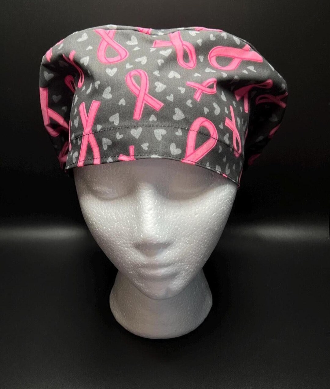 Black Hearts and Ribbons Breast Cancer Sprite Surgical Scrub Cap - Etsy