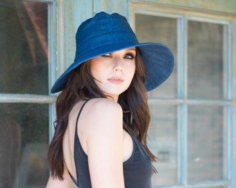 Wide Brim Hat Sun Hat Denim Floppy Hat 