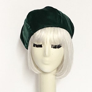 Velvet Emerald Green Beret Hat, French Beret, Pin Up Girl Hat