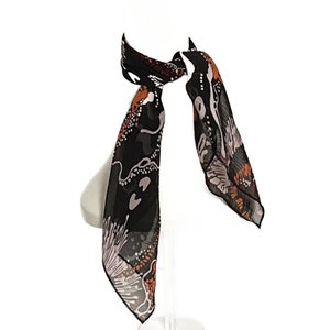 Black Multi Color Abstract Vintage Neck Scarf / Headscarf