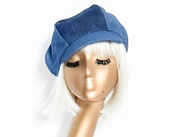 Patchwork Denim Newsboy Hat