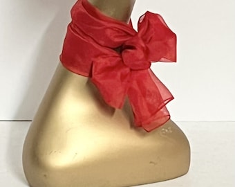 Red Organza Long Oblong Neck Scarf / Headscarf