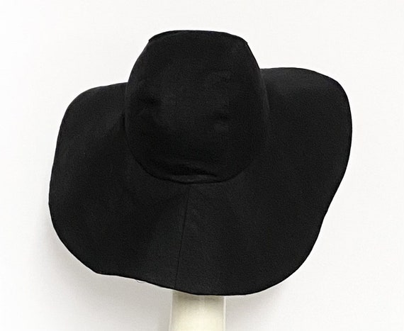 Wide Brim Sun Hat Black Linen Packable - Etsy display picture 3