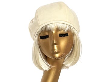 Off White Beret Hat Wool