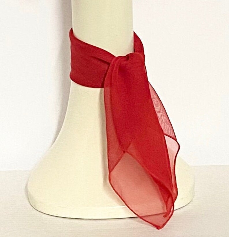 Red Chiffon Neck Scarf / Headscarf Etsy