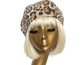 Barett Hut Leopard, Pin Up Girl Hut, französische Baskenmütze, Leopard Baskenmütze