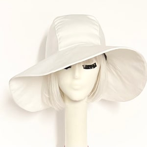 Wide Brim Sun Hat White Cotton Twill Packable Hat