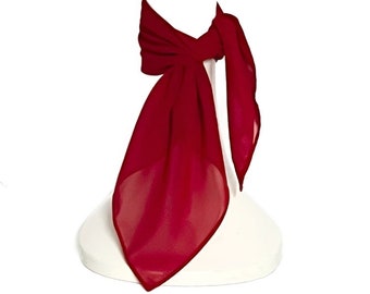 Red Chiffon Neck Scarf / Headscarf