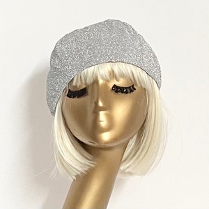 Silver Disco Lurex Metallic Beret Hat
