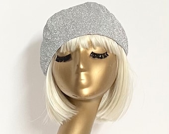 Silver Metallic Beret Hat