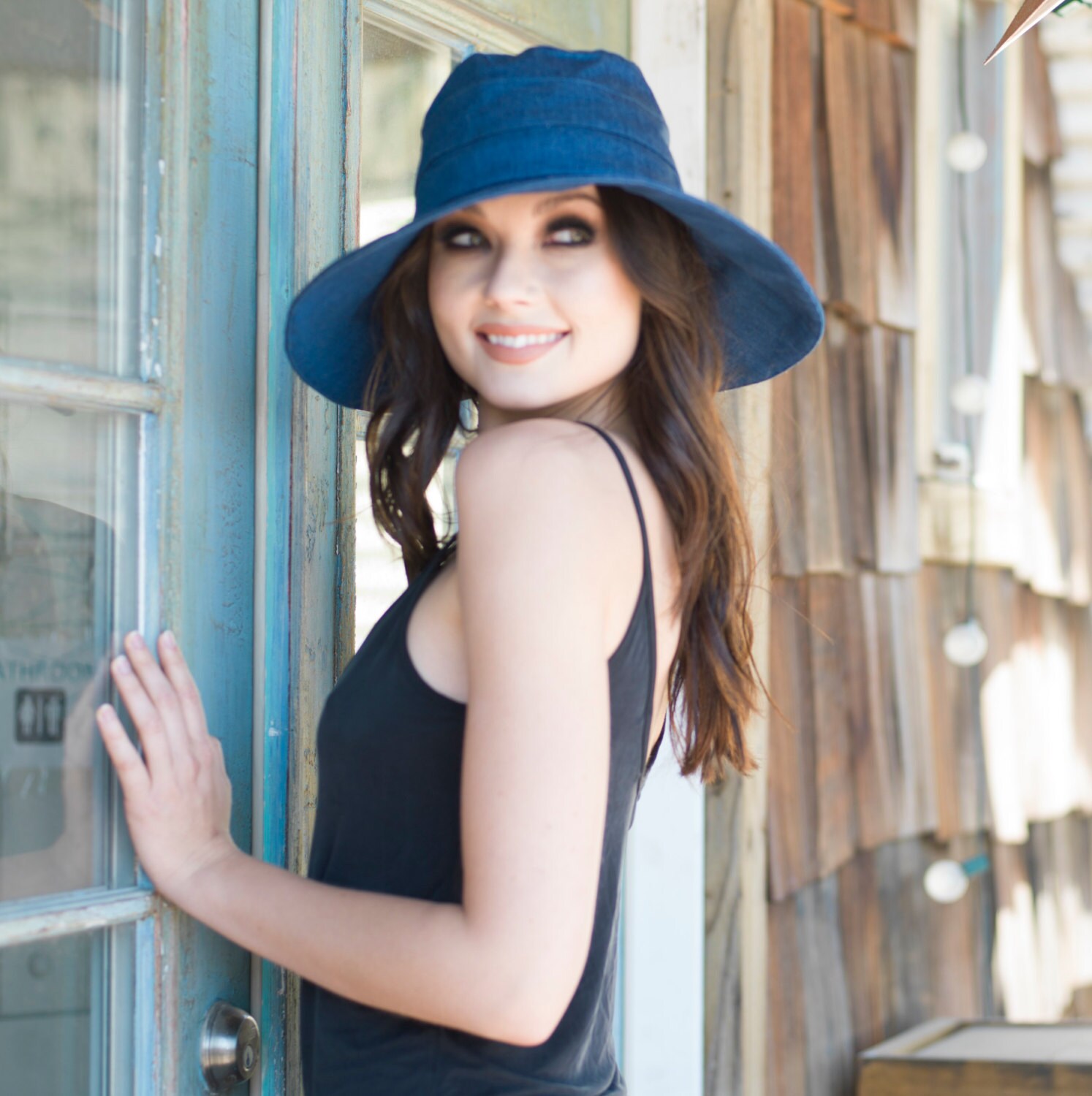 Wide Brim Hat Sun Hat Denim Floppy Hat 