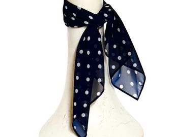 Polka Dot Navy Off White Scarf Neck Scarf / Headscarf