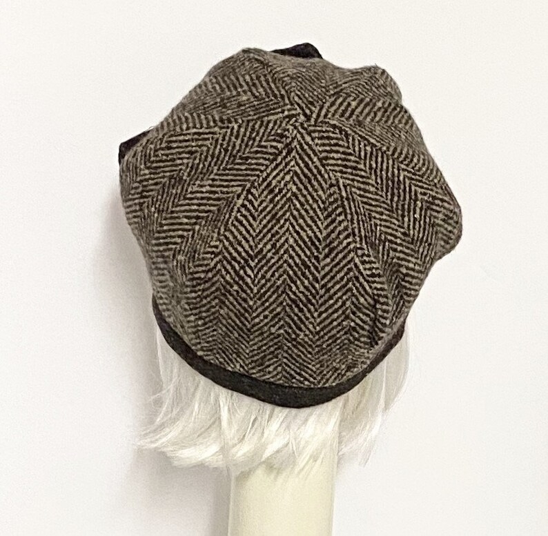 Herringbone Beret Hat Bow Brown Wool Beret Hat Bow Tweed Etsy