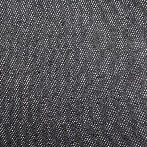 May include: Close-up of a dark gray denim fabric with a diagonal weave pattern.
