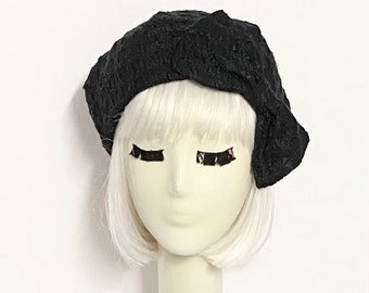 Black Beret Hat with Bow