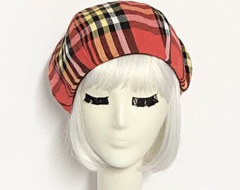 Red Plaid Beret Hat