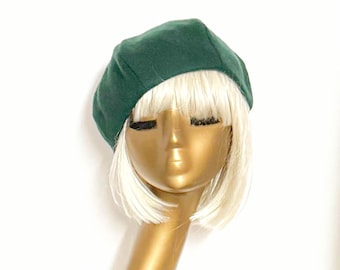 Emerald Green Wool  Beret Hat, French Beret, Pin Up Girl Hat