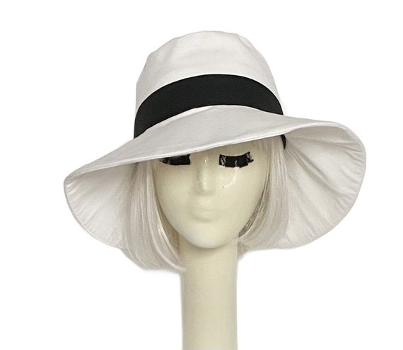 White Black Wide Brim Sun Hat Women main image 2