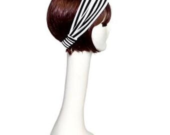 Striped Wide Headband, Black&White Striped Headband, Jersey Knit Turban Headband, Black Headband, Turban Striped headband