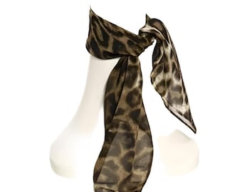 Leopard Silk Neck Scarf / Headscarf