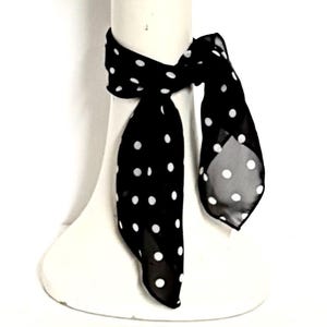 Polka Dot Black Off White Scarf Neck Scarf / Headscarf