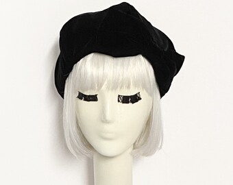 Crushed Velvet Black Beret Hat French Beret Pin up Girl Hat - Etsy