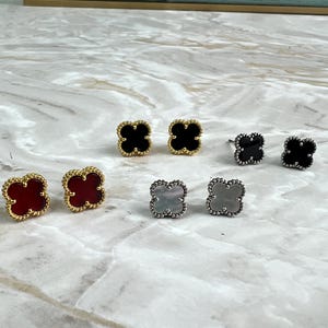 Vintage Little Earrings One Clover Earrings 925 Sterling Silver Earrings 18k Gold Plated Earrings Gift for her
