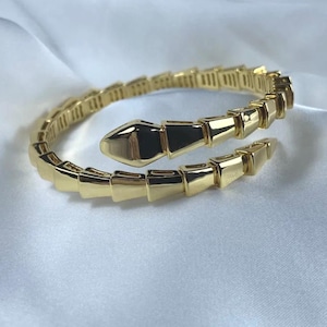 Vintage Serpenti Bangle 925 Sterling Silver Bracelet 18k Gold Plated Viper Bracelet