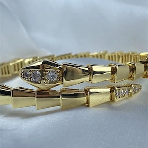 Vintage Silver Gold Serpenti Bangle Bracelet 18k Gold Plated Bracelet