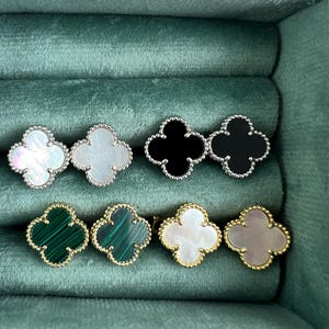Vintage One Clover Earrings 18k Gold Plated Earrings 925 Sterling Silver Earrings Gift for her
