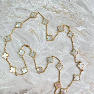Mother of pearls 20 motif vintage Necklace 925 Sterling Silver Necklace 18k Gold Plated Necklace Gift for her