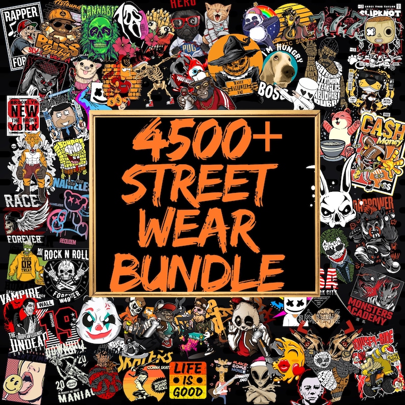 Streetwear Rapper Design Streetwear Design Bundle 4500 Urban Hip Hop Graphics Digital Download ...