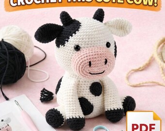 Cow Amigurumi Crochet Pattern PDF, Easy Plush Toy Tutorial