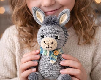Donkey Crochet Pattern, Amigurumi PDF Tutorial, Easy Farm Animal Plushie