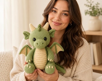 Sagewing Dragon Knitting Pattern, Knitted Plush Toy PDF, Fantasy Dragon Digital Download