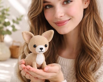 Chihuahua Amigurumi Crochet Pattern PDF, Easy Dog Plush Tutorial