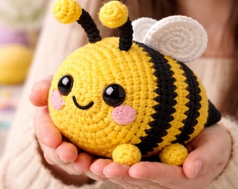 Bee Amigurumi Crochet Pattern, Kawaii Bumblebee Plush PDF Tutorial