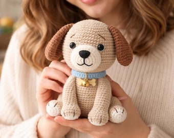 Crochet Dog Amigurumi Pattern PDF, Puppy Plush Toy Tutorial, Easy Gift